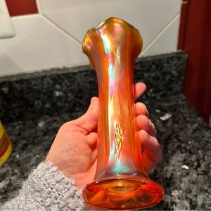 Vintage Amber iridescent Imperial  swung Vase